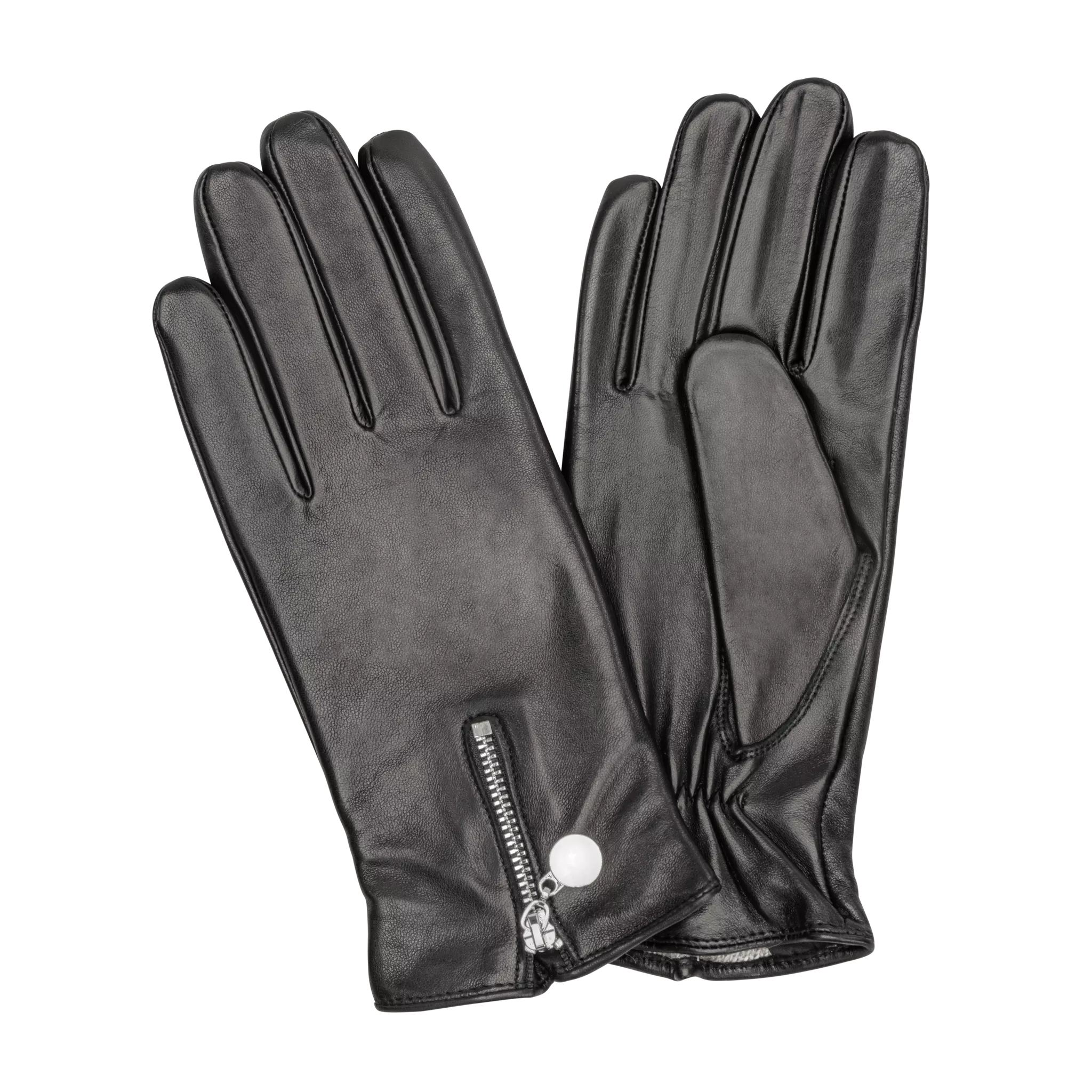HK Dam skinnhandskar Lammnappa Metalldragkedja Black